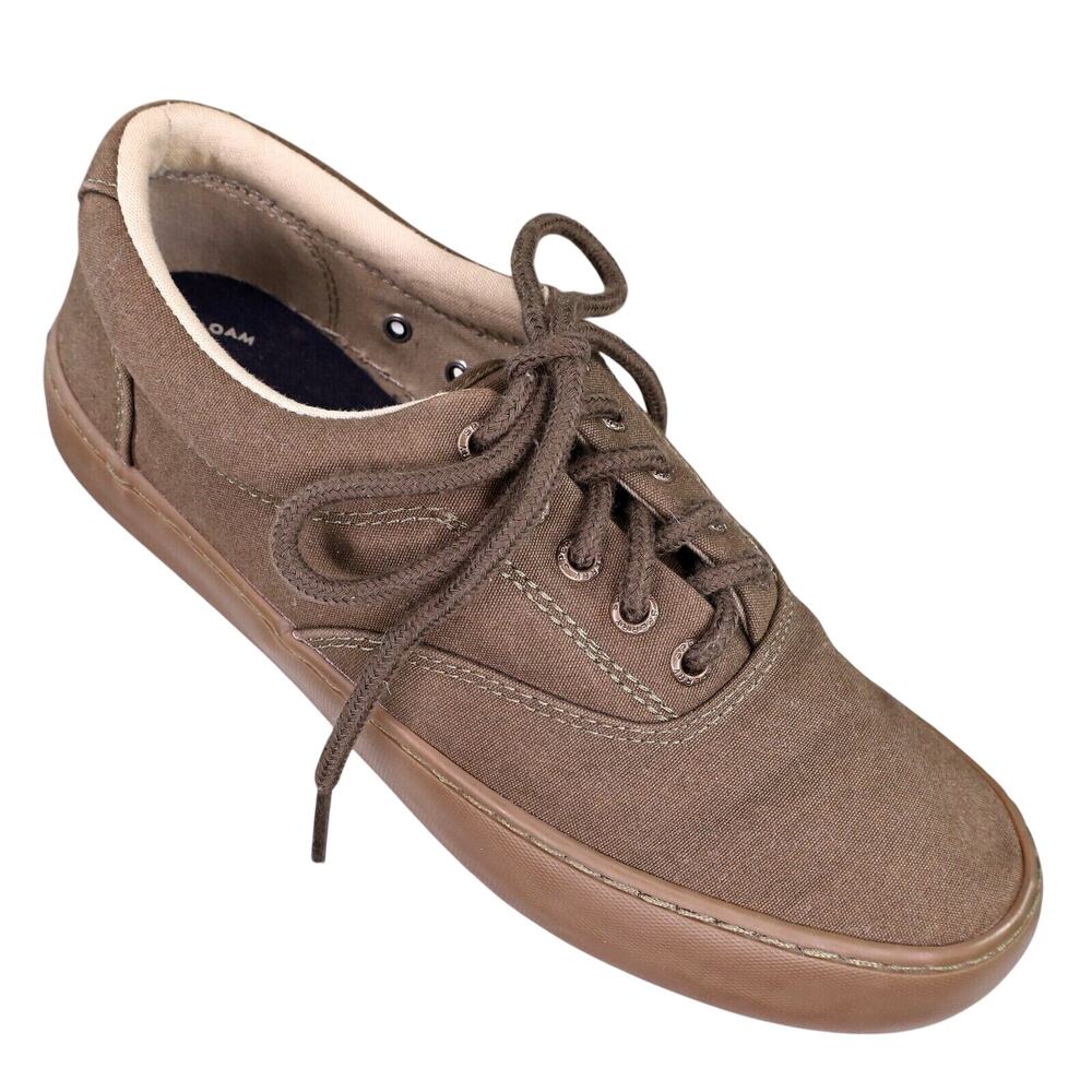 Sperry Top Sider Sneakers Mens 7 M Green Canvas Deck Boat Shoes Memory Foam